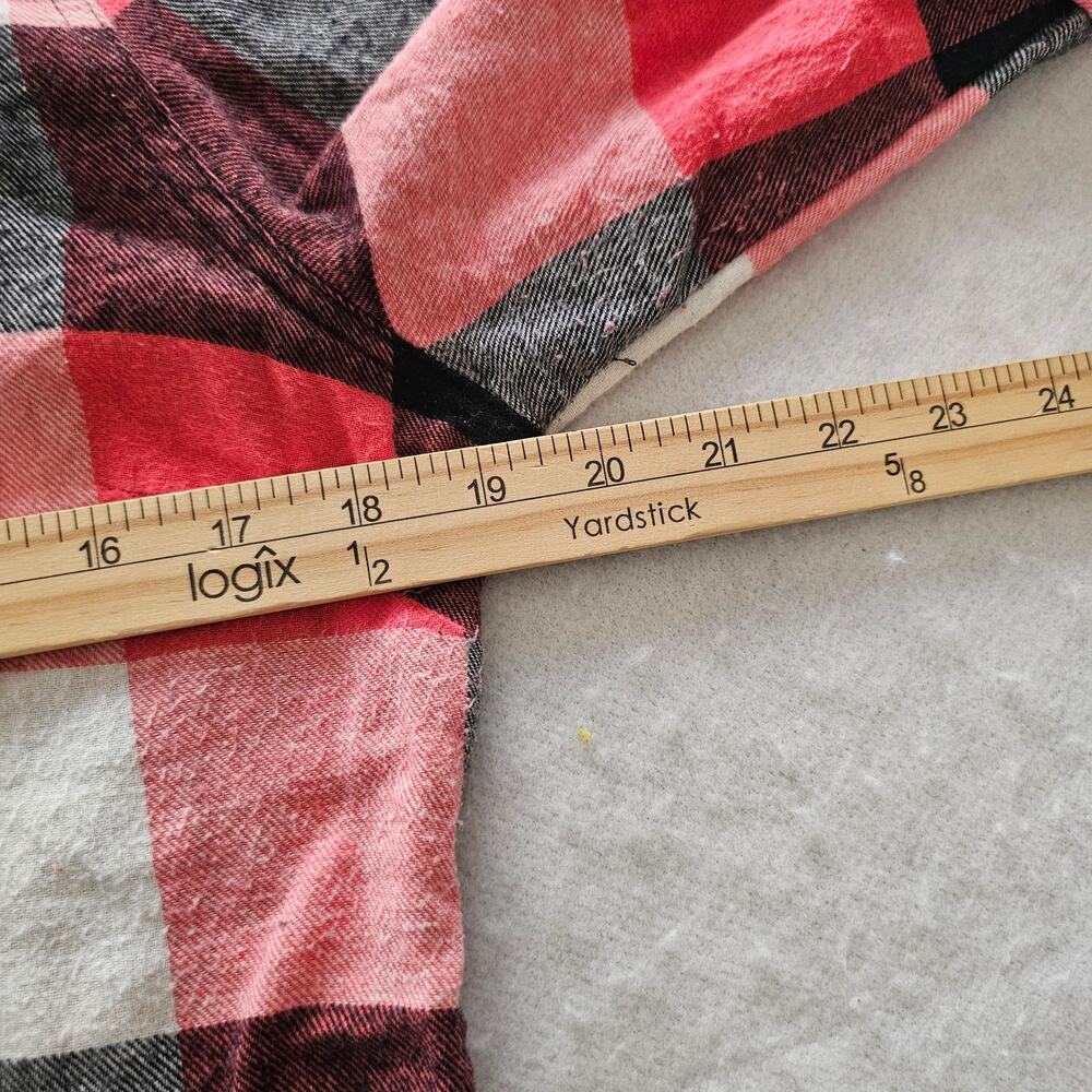 Adam Levine Women's Flannel Button Up Hoodie Top, Red Black White, Size L - Picture 10 of 11